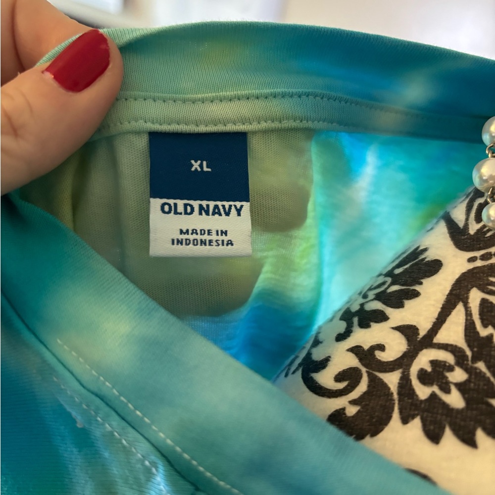 Old Navy Women’s, hand Tie-Dye Blue & Green Dress, size XL - Picture 7 of 9